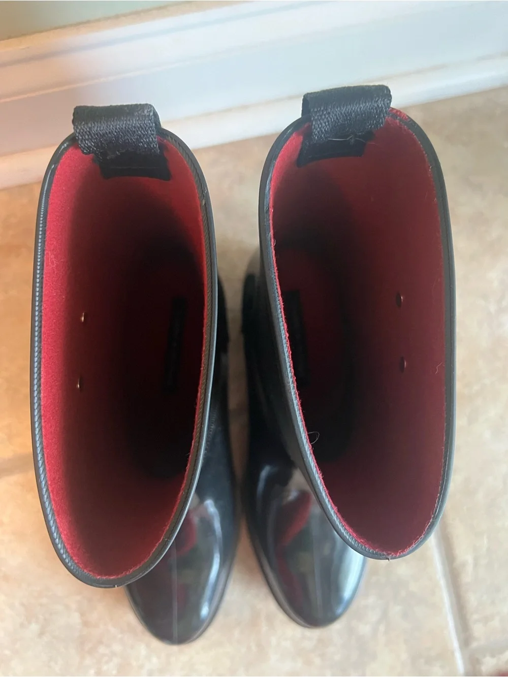 Tommy Hilfiger Black Short Rain Boots with Red Interior